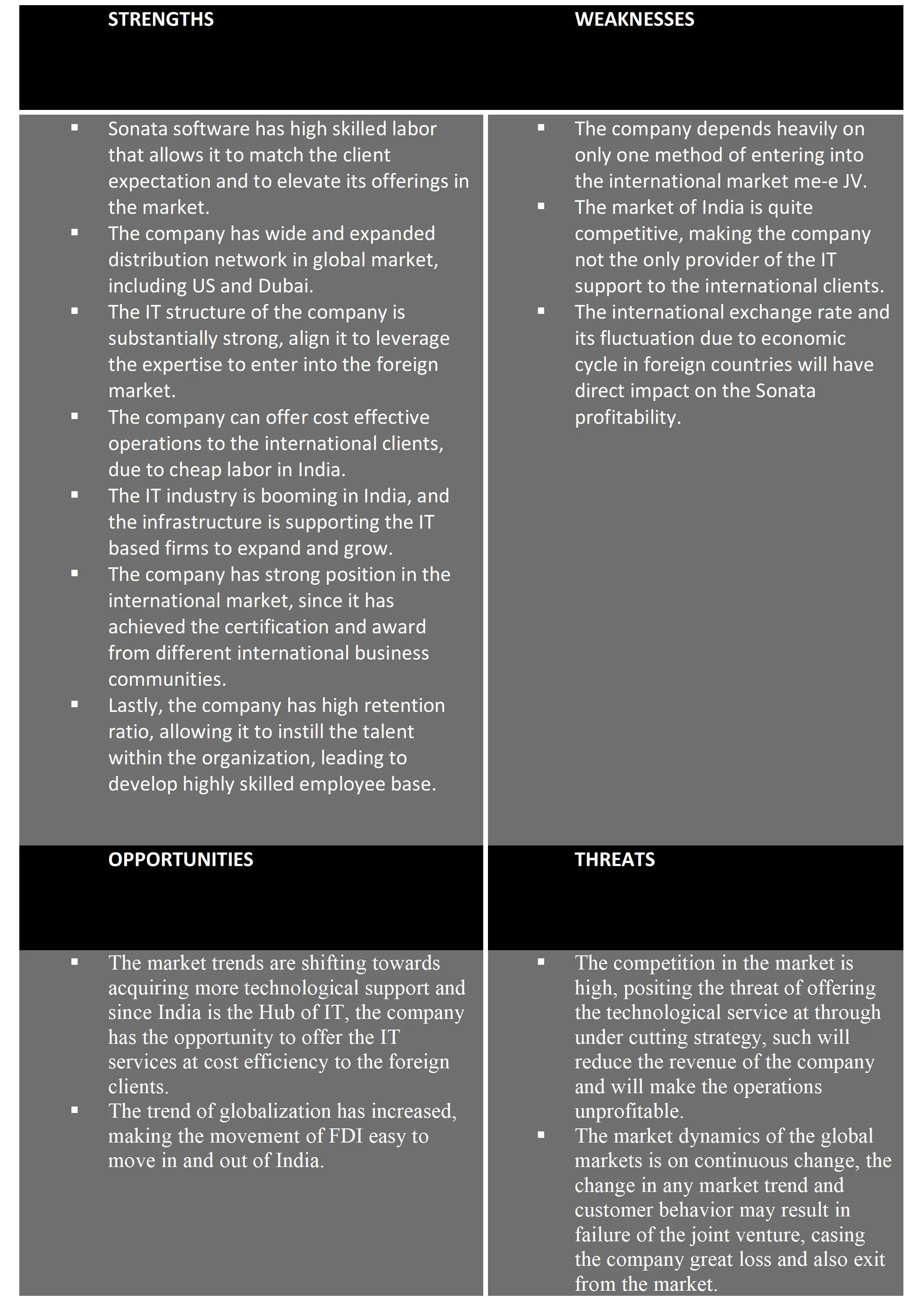 Sonata Software Ltd - SWOT Analysis
