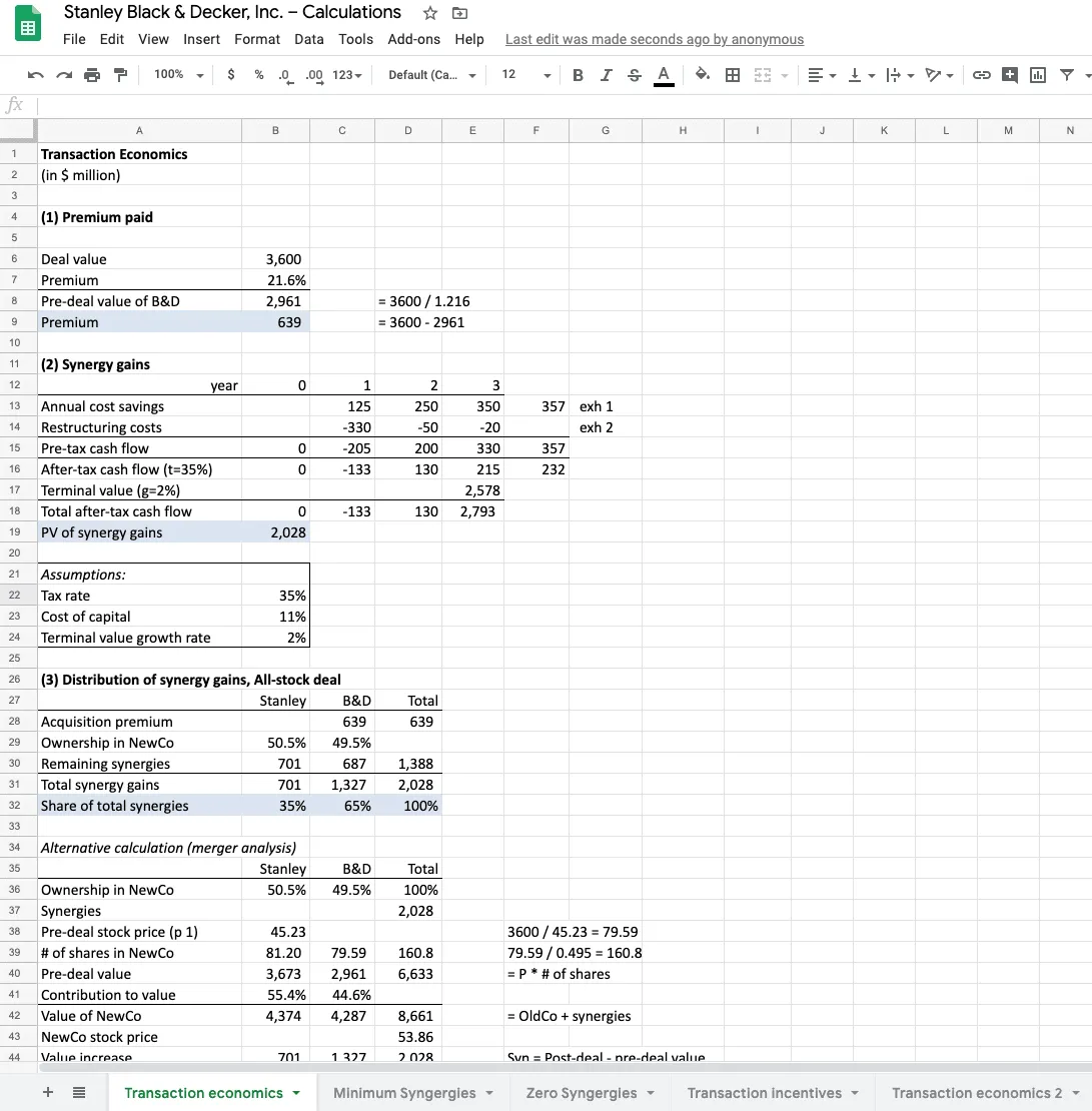 Excel calculations